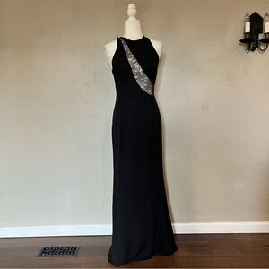 Vintage 90s Y2K Grunge Jessica McClintock Gunne Sax Black Prom Maxi Dress 7/8